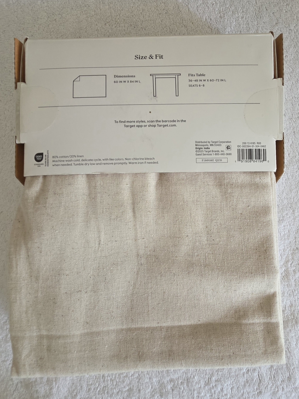 Threshold Natural Beige Rectangular Tablecloth - Picture 3 of 4